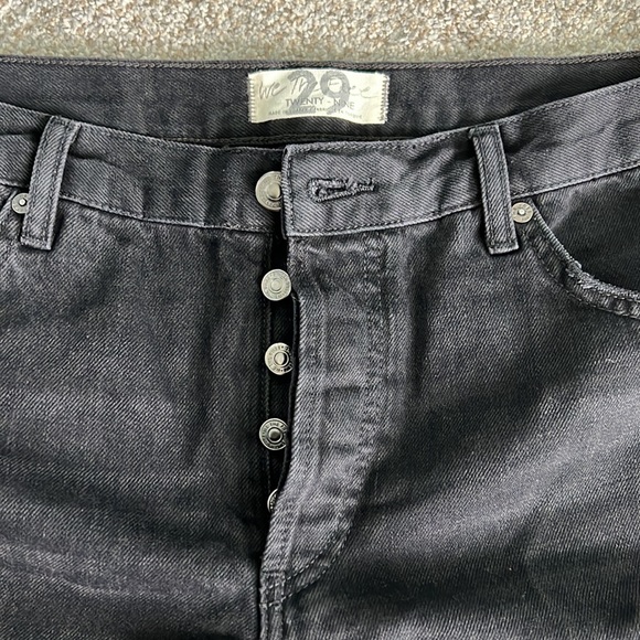We The Free people button fly distressed straight leg black high rise Sz 29 - Picture 3 of 9